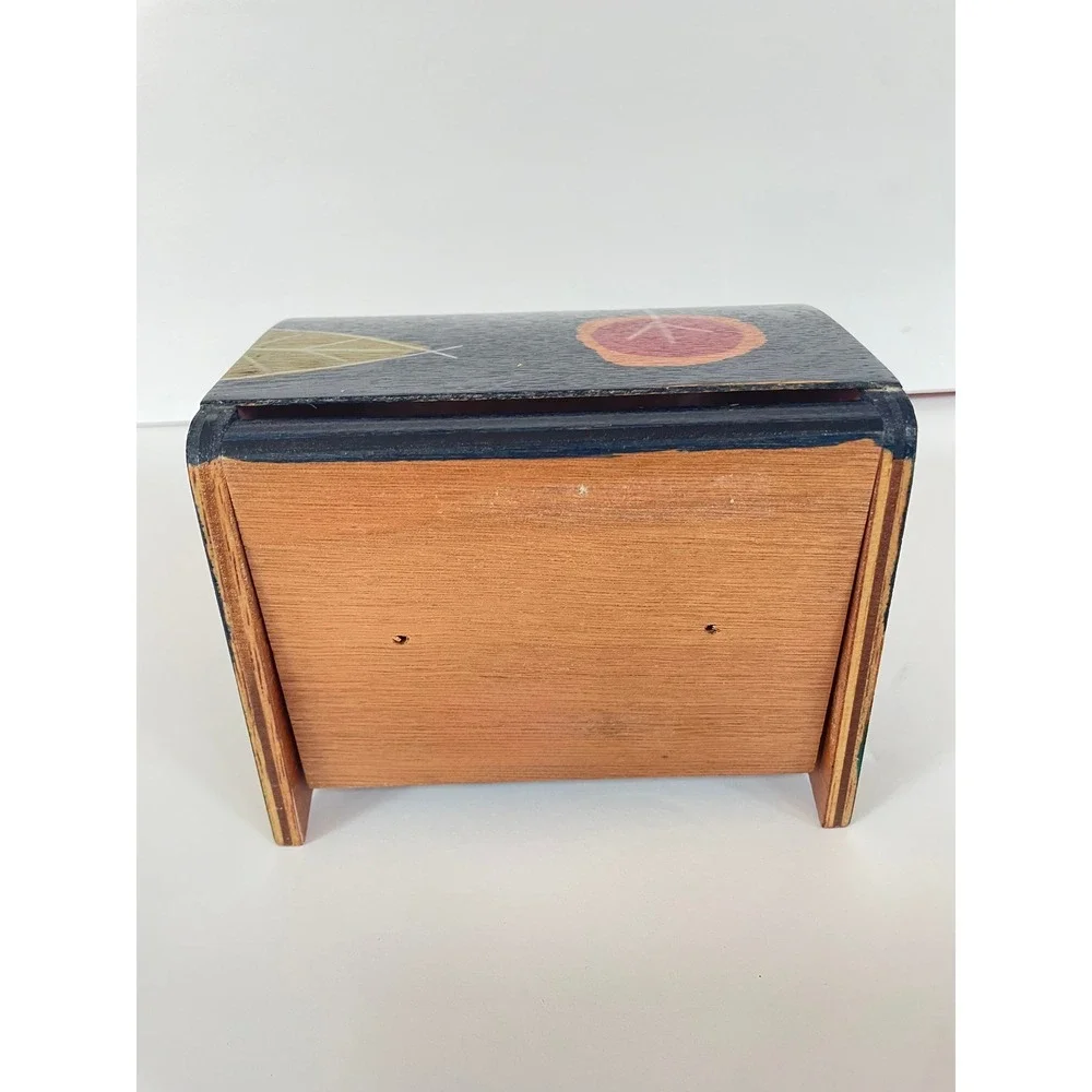 Kakad Art Hand Painted Wood Toilet Paper Holder Vintage Folk Art Bathroom Decor